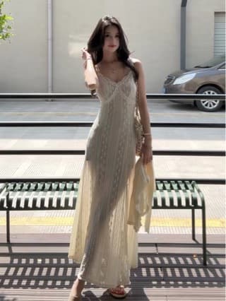 Beautiful summer suspender dress for women French style slimming suspender dress temperament waist long skirt