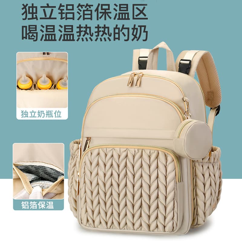 Mummy bag cross-border European and American wheat embroidery thread fashionable multi-functional mother and baby bag travel large capacity mother bag for women