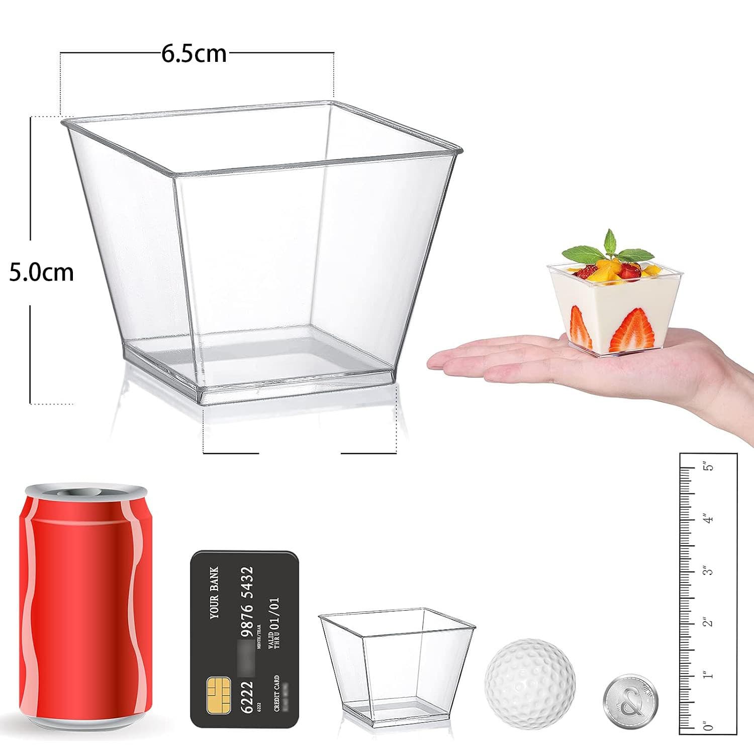 4 oz Square Quad Small Clear Plastic Tumbler Cups Dessert Appetizer Cups Pudding Mousse Cups