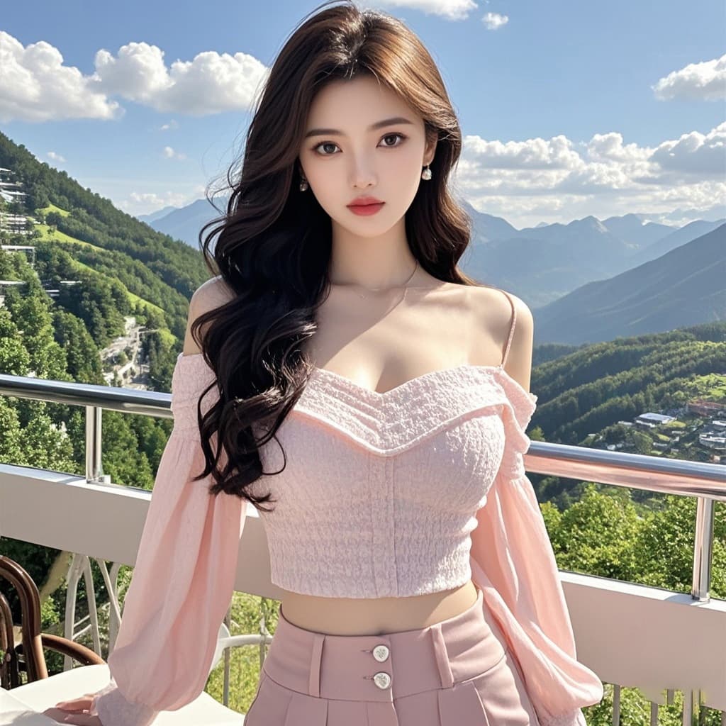 TZ4873 Pink Sexy V-Neck Long-Sleeved Sling Shirt Women's Autumn Pure Desire Design Sense Slim-Fit Elegant Top