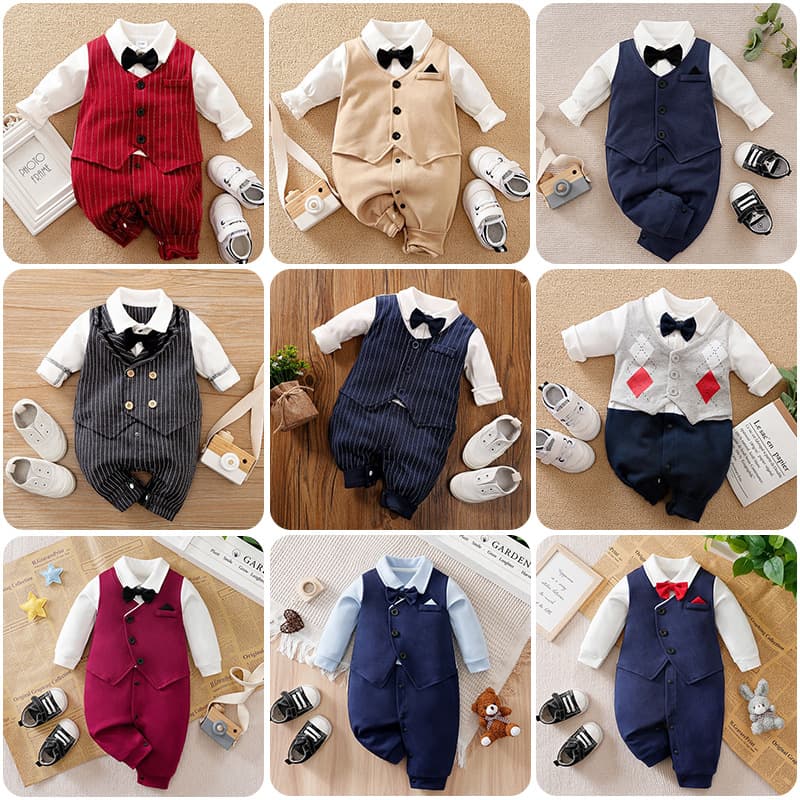 Baby Romper Long Sleeve Gentleman Bodysuit for Newborns Spring Autumn A-Class Infant Clothing Ins Style