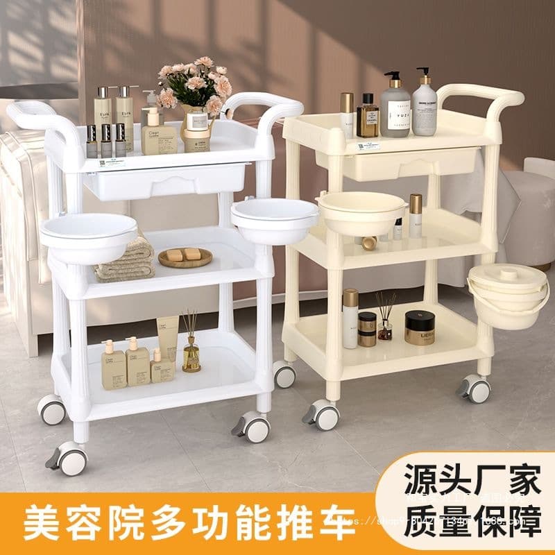Salon Beauty Cart Mobile Trolley for Eyelash Hairdressing Storage Rack Beauty Equipment Tool Cart