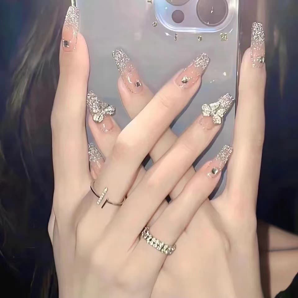 Ins Style Press-On Nails, Pure & Coquettish, Wearable Nail Art, Finished Fake Nails Wholesale