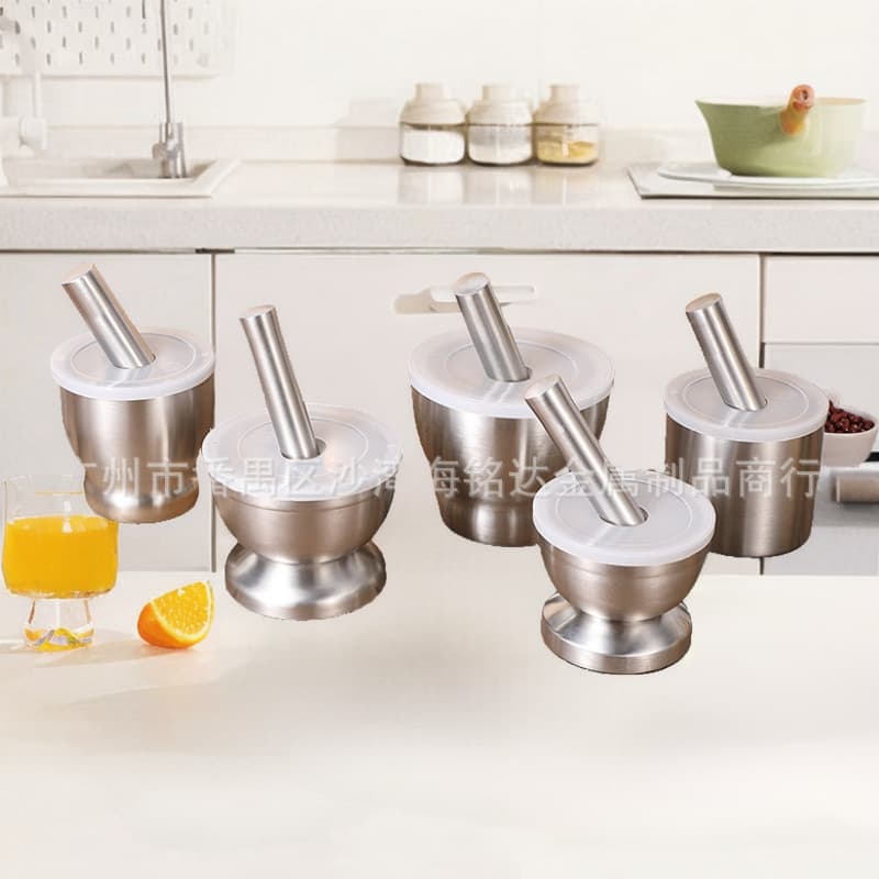 Thick Double-Layer 304 Stainless Steel Masher Household Medicine Grinding Pot Garlic Mincer Lazy Essential