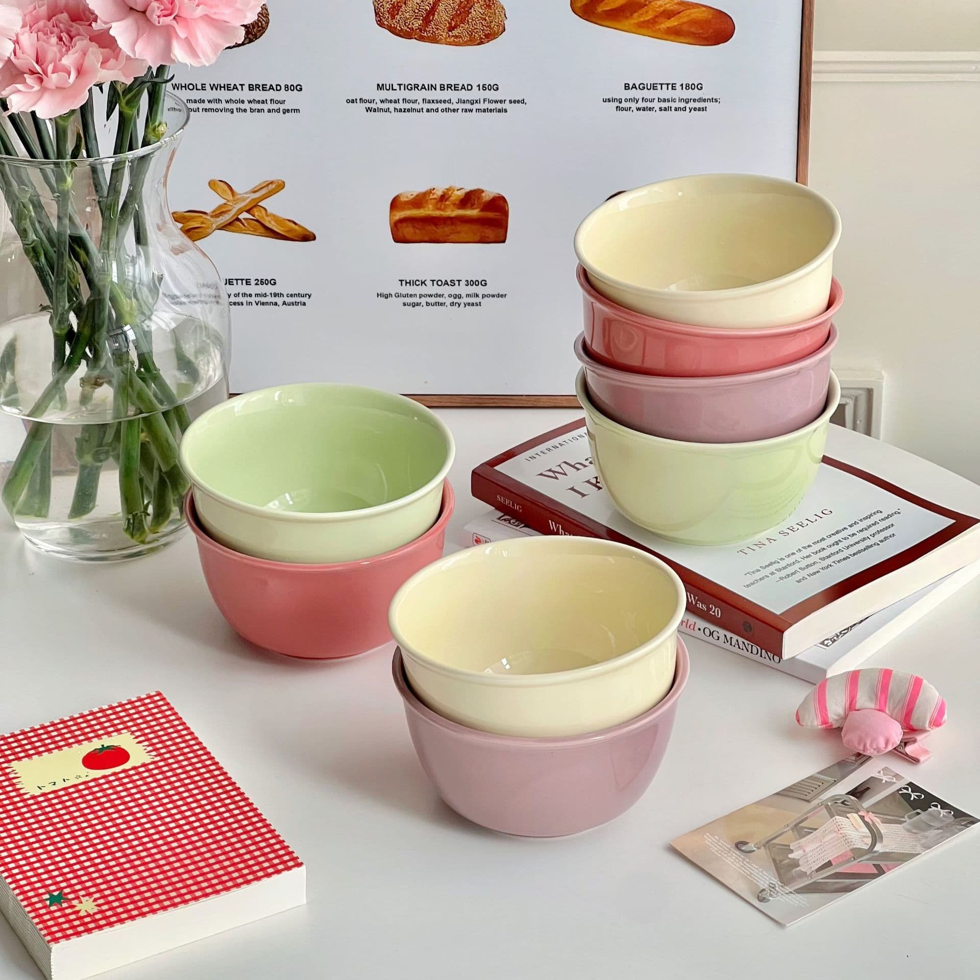 Milk fufu super good-looking rice bowl salad ins cream high temperature resistant household ceramic underglaze color tableware rice bowl