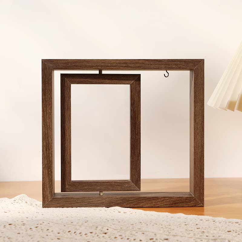 Cross-border Creative Double-sided Rotating Photo Frame 6-inch 7-inch Wooden Pet Memorial Frame Tabletop with Light Personalized Gift