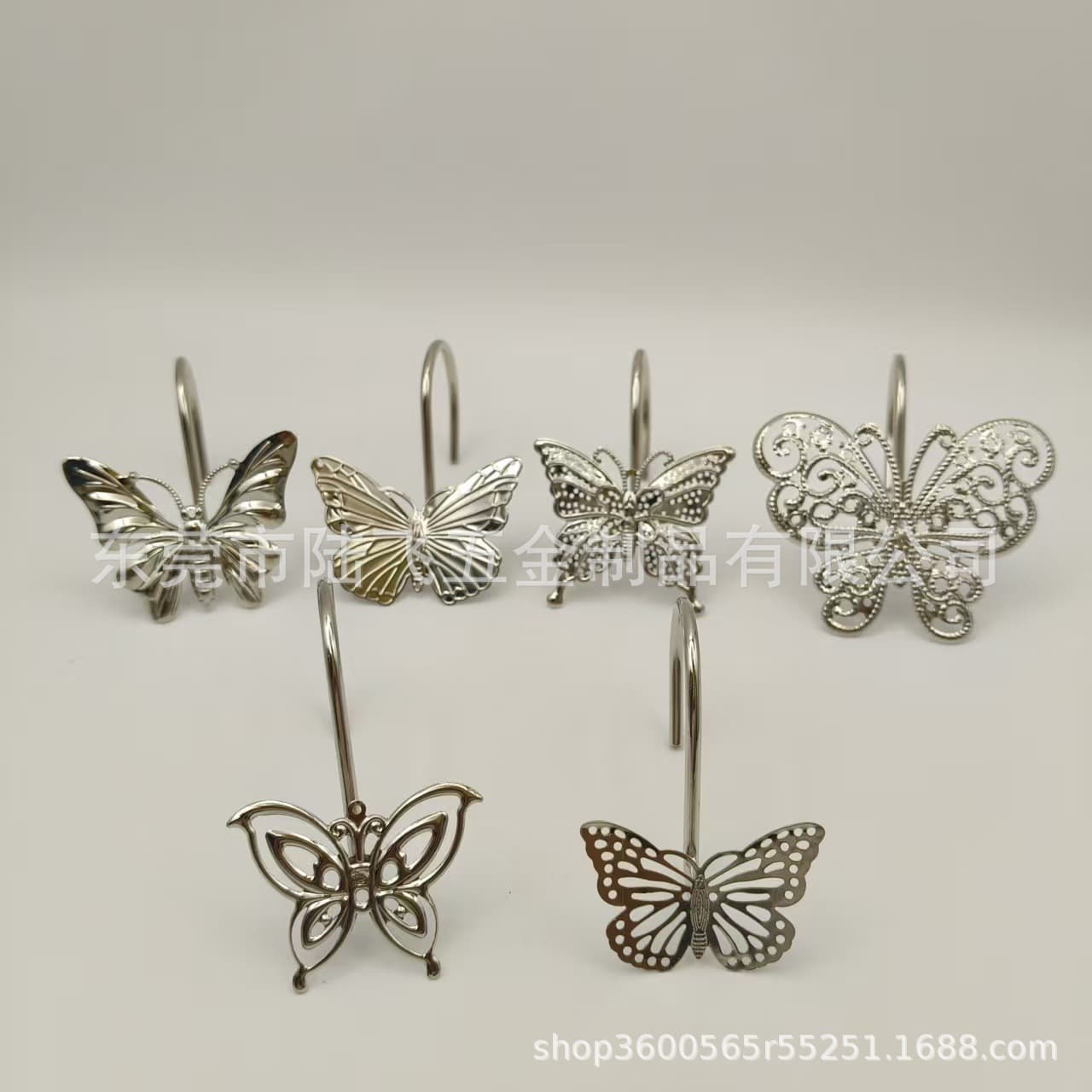 Cross-border E-commerce Exclusive Hollow Emperor Butterfly Shower Curtain Hooks Hardware Shower Curtain Hooks Bathroom Accessories