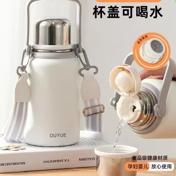Double-Lid Insulated Water Bottle 316 Stainless Steel Large Capacity Food-Grade Thermos for Women Students Children Tea Cup Outdoor Flask
