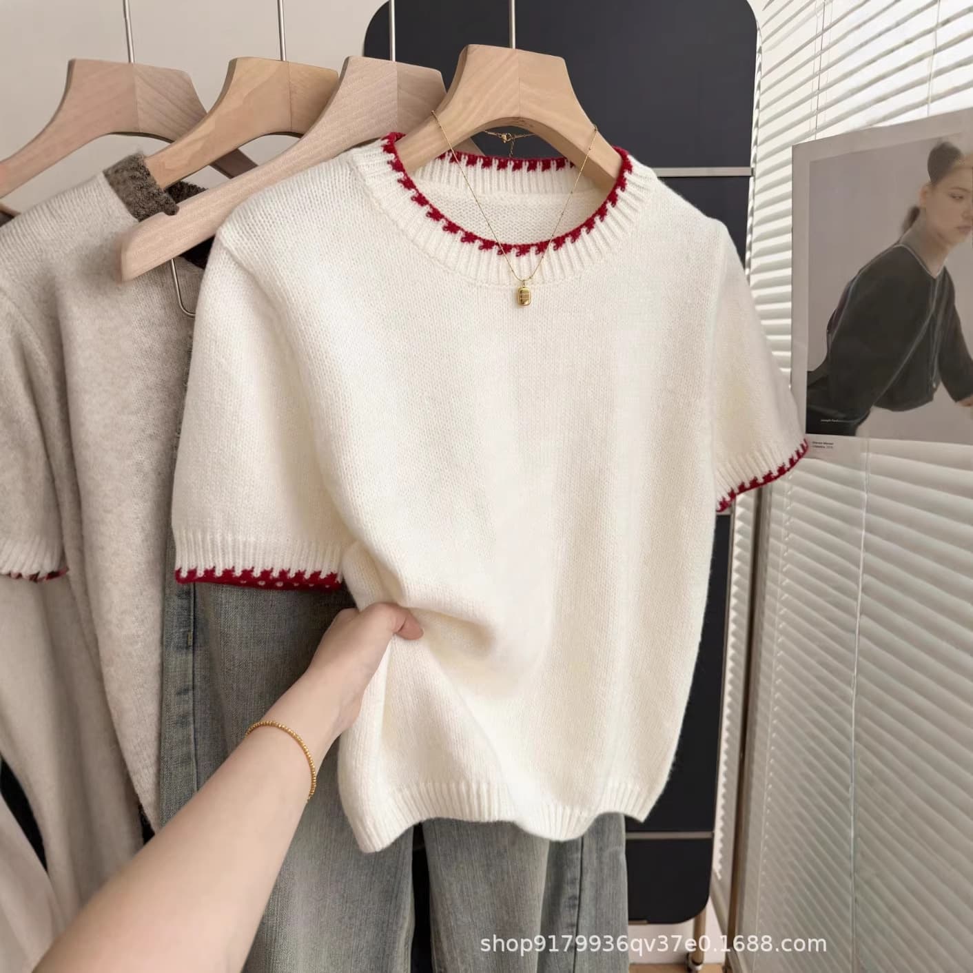 Cross-border European and American Style Amazon Shein Best-selling Short-sleeve Knitted Women's Sweater Pullover New Youthful Short Sleeve