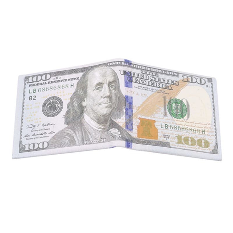 Creative Dollar Bill Wallet Short Printed Pattern US Dollar Bill Short Wallet PU Leather Wallet Portable Money Clip