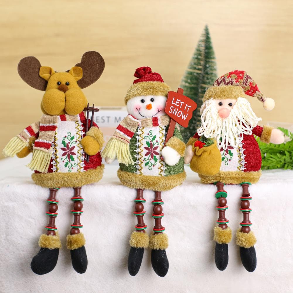 Cross-border Santa Claus snowman elk doll, hanging leg sitting ornament, shopping mall window desktop Christmas decoration