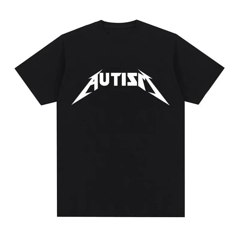 AliExpress Cross-border Exclusive EU Size Pure Cotton Streetwear Men's Clothing Autism Metal Rock Meme Minimalist Fashion Men