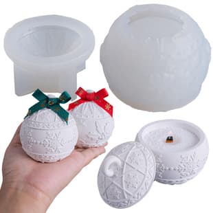 Christmas Ball Storage Box Silicone Mold DIY Christmas Snowflake Wax Jar Aromatherapy Plaster Mold
