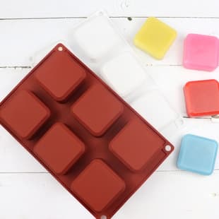 Dubi 6-Cavity Rounded Square Silicone Mousse Cake Mold Handmade Cold Process Soap Tool DIY Bread Mold