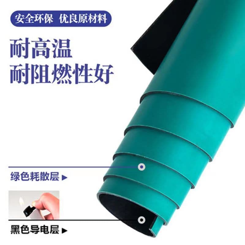 Green anti-static table mat, non-slip rubber pad, high-temperature resistant workbench mat, laboratory soft pad, maintenance desk mat