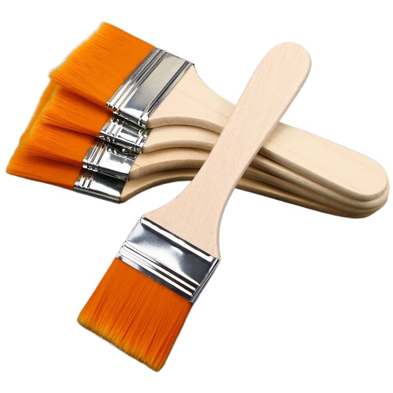 Wholesale Nylon Brush Set Sizes 1-12 Oil Painting Brushes Wooden Paint Brushes Industrial Art Painting Cross-border
