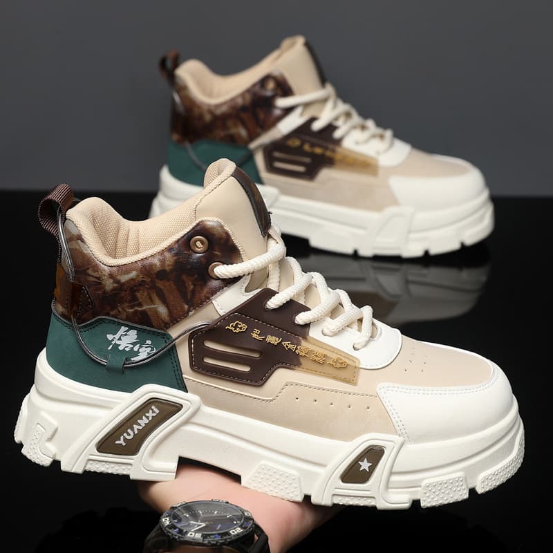 High-top Men's Shoes 2024 Winter New British Style Workwear Martin Boots Leather Waterproof Mid-top Casual Trendy Shoes
