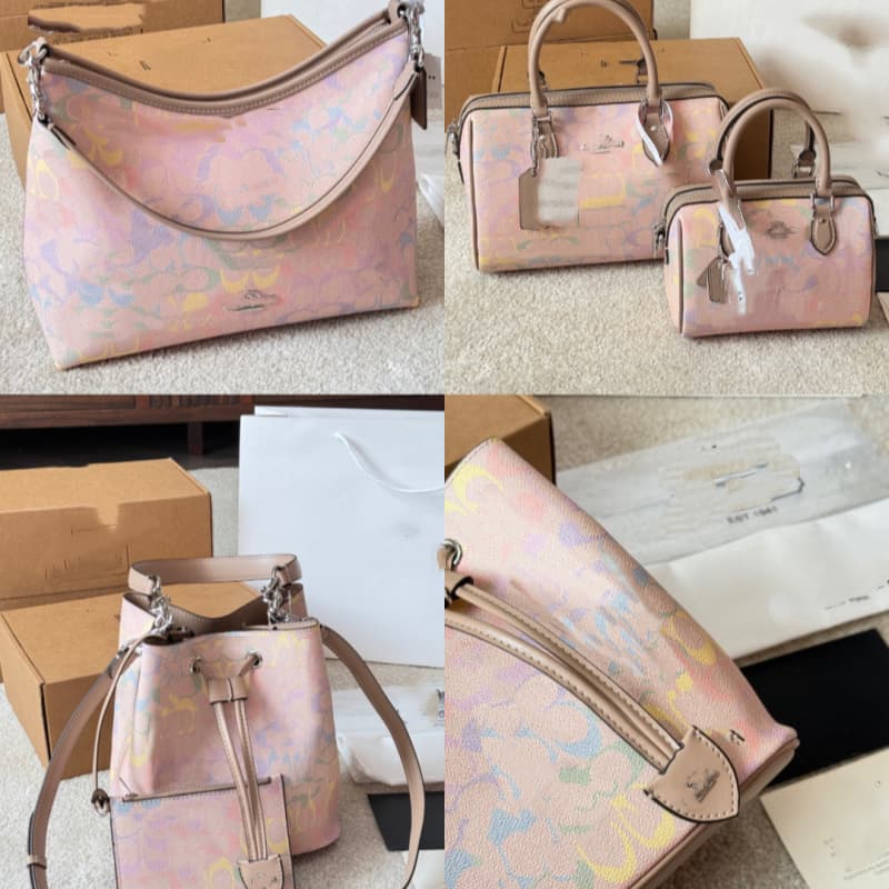 2026 New Rainbow Bag for Women, Rowan Bucket Bag, Classic Color-Blocking Handbag, Shoulder Crossbody Bag
