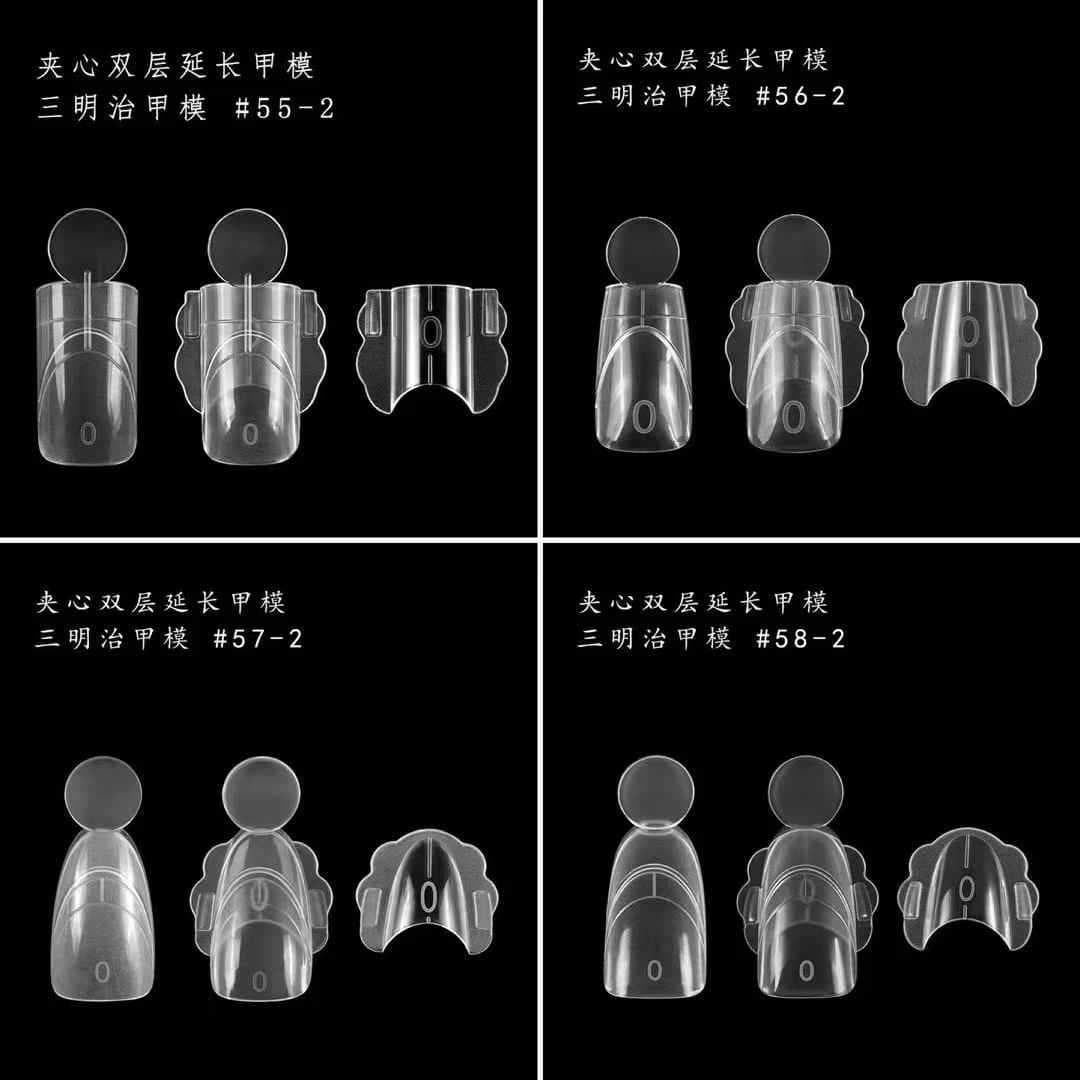 New Sandwich Nail Extension Tips 280pcs Boxed with Scale Transparent Nail Tips Cross-border Hot Selling Nail Art Factory Wholesale