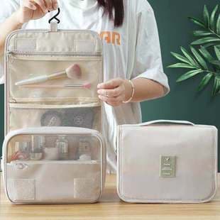 New Handheld Hook Cosmetic Bag, Travel Portable Twill Toiletry Bag, Large Capacity Waterproof Storage Bag