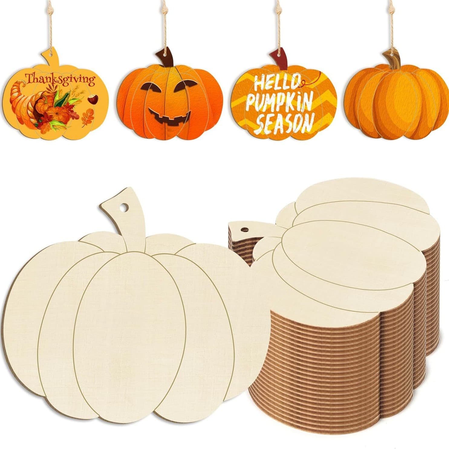 Cross-border Wooden Pumpkin Decoration Painted Halloween Thanksgiving Wooden Craft Ornament Hollow-out DIY Graffiti