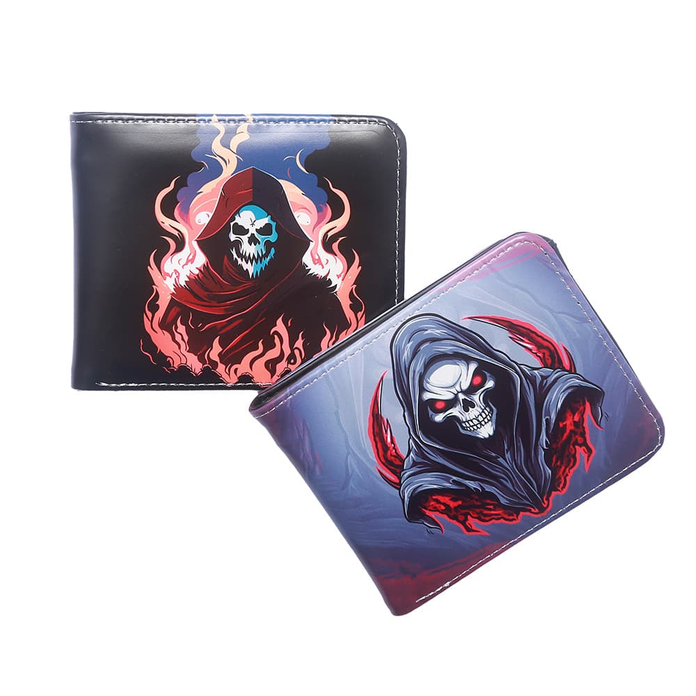 New foreign trade wallet Retro Death color printed cartoon short small wallet Portable fashionable hand held coin purse for men