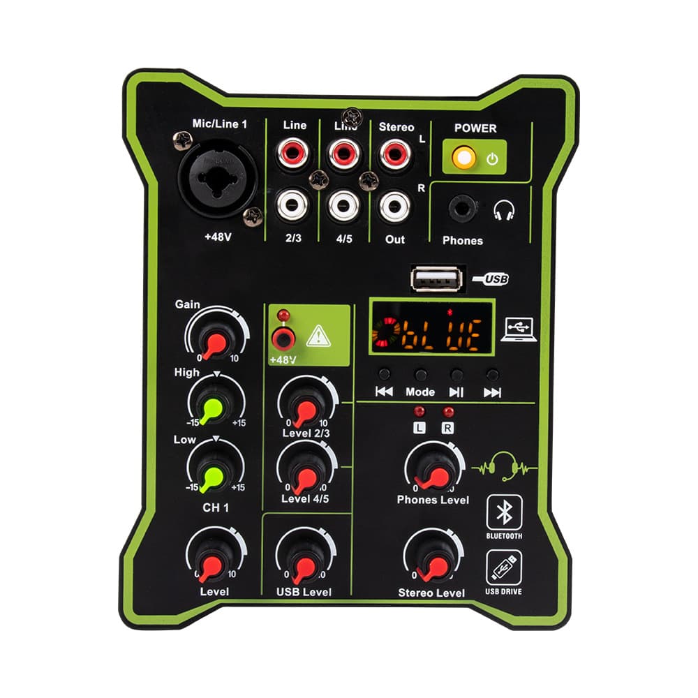Mini Mixer 5-Channel Small Mixer with Reverb, Home Karaoke Bluetooth USB Live Mixer Cross-Border