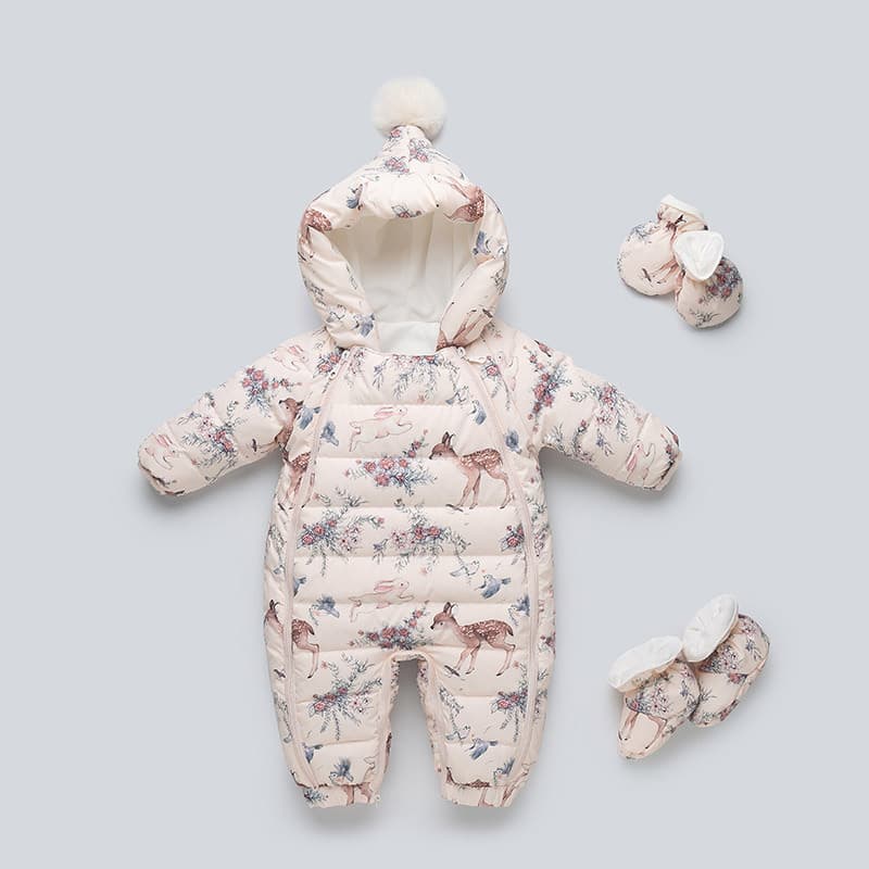 New Infant Down Jumpsuit Girls' Thickened Outdoor Wear Winter Toddler Onesie Creeper