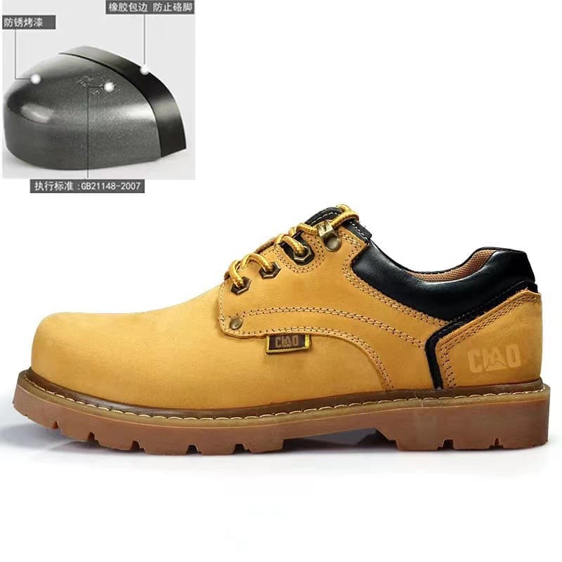 Spring and Summer Best-Selling New Unisex Caterpillar Work Shoes Men's Leather Shoes Export Genuine Full-Grain Leather Outdoor Safety Shoes Anti-Smash