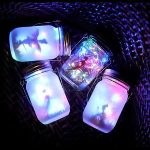 Amazon DIY Frosted Solar Mason Jar Lamp Firefly Waterproof String Lights Fairy Jar Light Garden Decoration