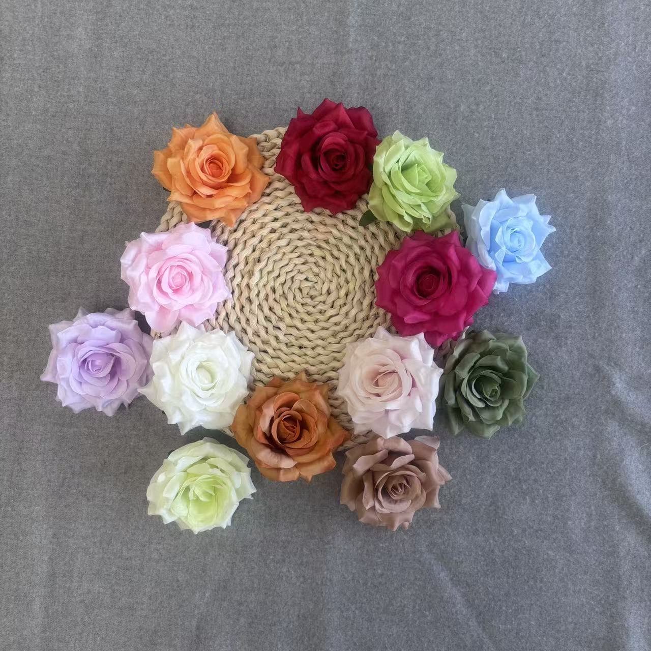Hand-Adhered Diamond Rose Fabric Flower Head DIY Flower Box Wedding Bouquet Soft Decoration Flower