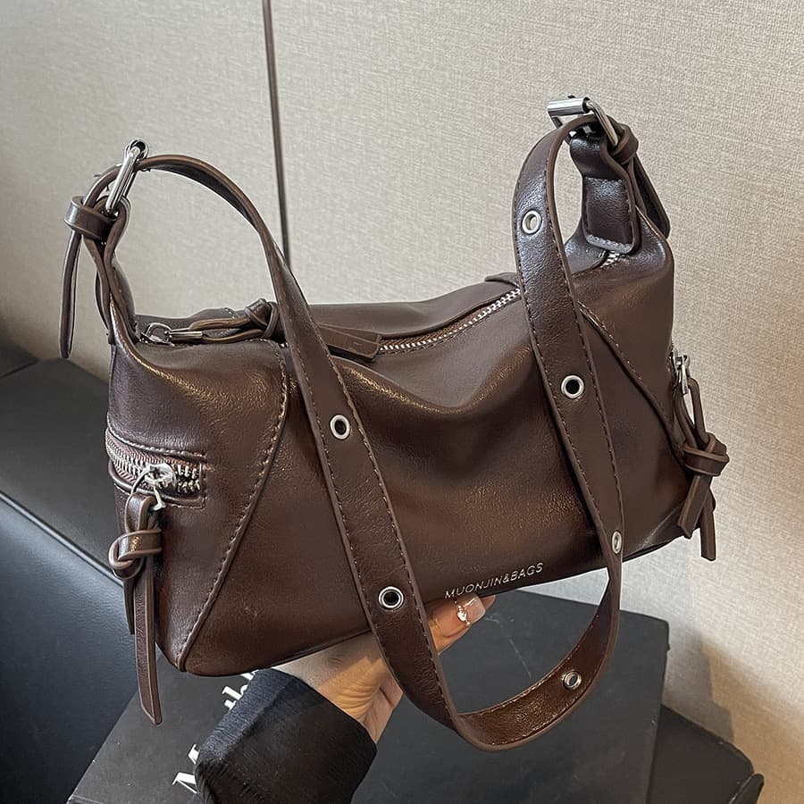 Niche High-End Large-Capacity Shoulder Tote Bag Underarm Bag Women's 2024 New Trendy Motorcycle Crossbody Bag