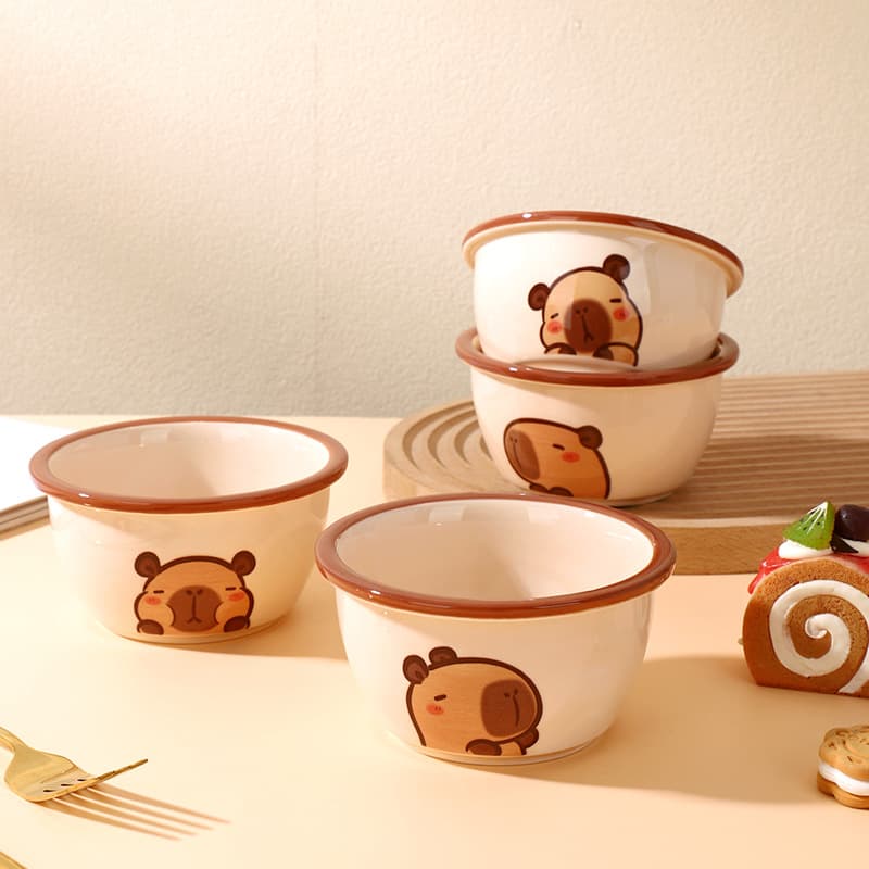 New cute kapibala rice bowl ceramic tableware cute small bowl household high-value tableware set wholesale
