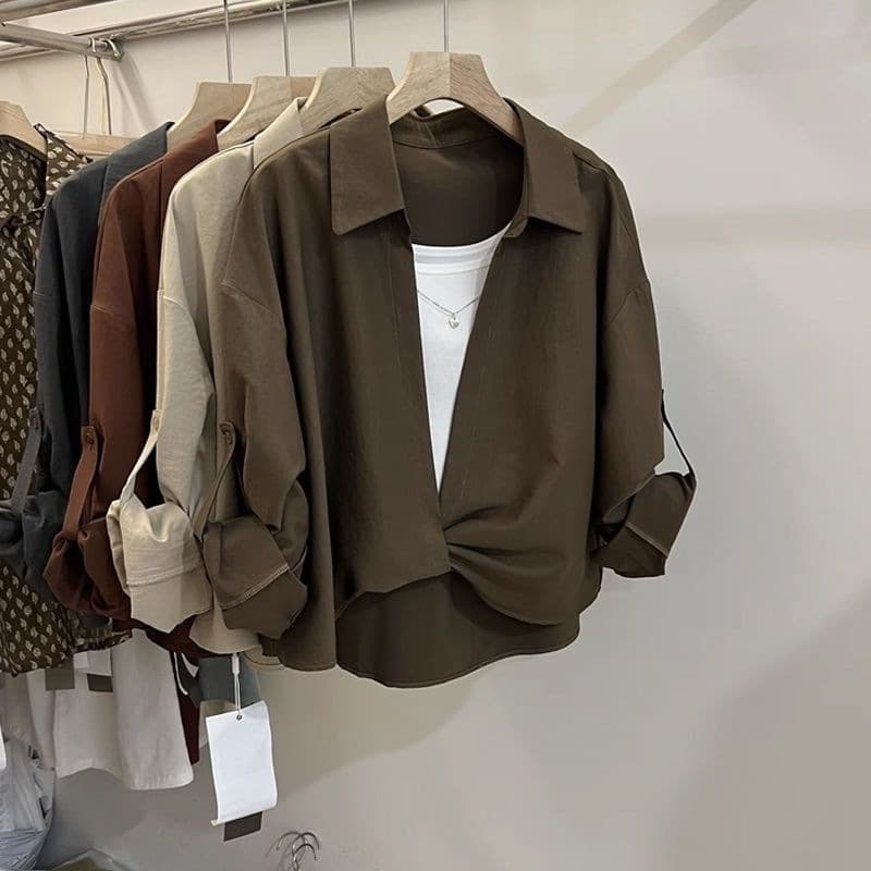 Casual Elegant Vest Design Shirt Simple Two-Piece Korean Spring and Autumn Long-Sleeved Shirt Women's Fashion New Style