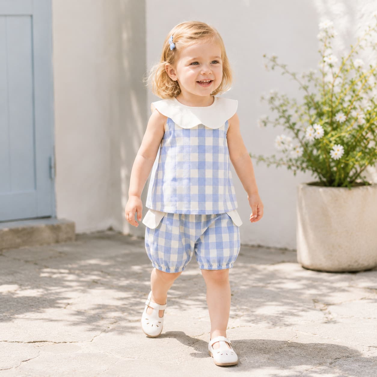 26 Nordic style girls suit summer wave bud sleeveless top shorts breathable and comfortable sleeveless niche suit