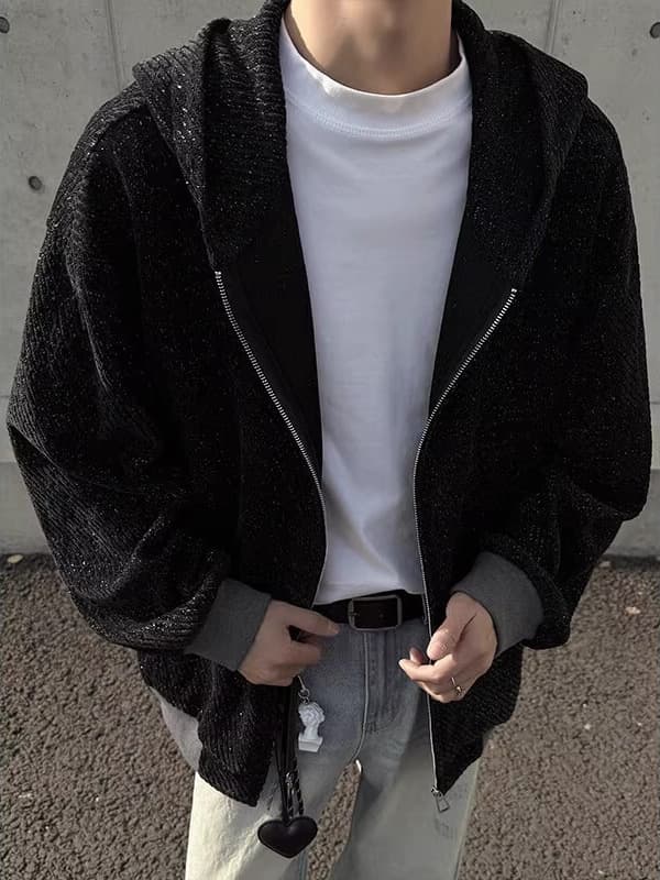 American Style Hooded Cardigan Sweatshirt for Men Spring/Fall 2025 New Trendy Design Niche Hoodie Jacket Coat for Guys