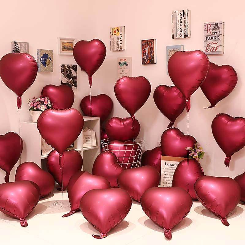 18-inch Heart-Shaped Aluminum Foil Balloon Set for Wedding Engagement Proposal Birthday Party Decoration Wholesale