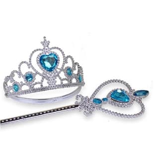 New Ice Snow Crown Magic Wand Wig Gloves Snowflake Cape Frozen Costume Accessories Set