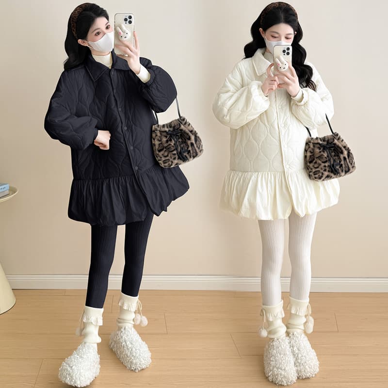 In Stock Maternity Cotton Jacket, Winter Fashion Youthful Thick Warm Winter Peter Pan Collar Cotton Coat, Maternity Jacket