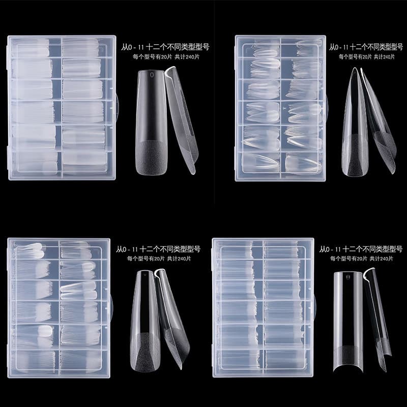 Cross-border Nail Art Tool Wholesale 240pcs Semi-Matte XXL Extra Long Coffin Stiletto Square False Nail Tips