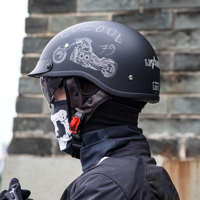 Lightweight Motorcycle Helmet for Men Spring Summer Half Shell Electric Vehicle Bicycle Inner Mirror Included ABS Resin Material