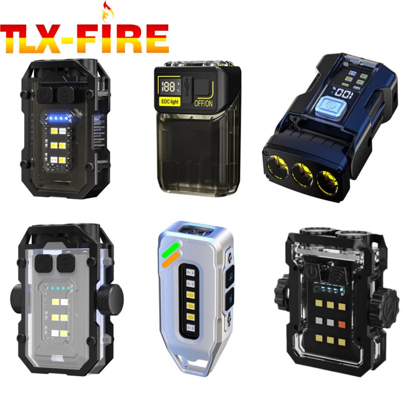 Outdoor Portable Mini Keychain Light with Magnetic Type-C Fast Charging, Multi-function Power Display Tool Lamp