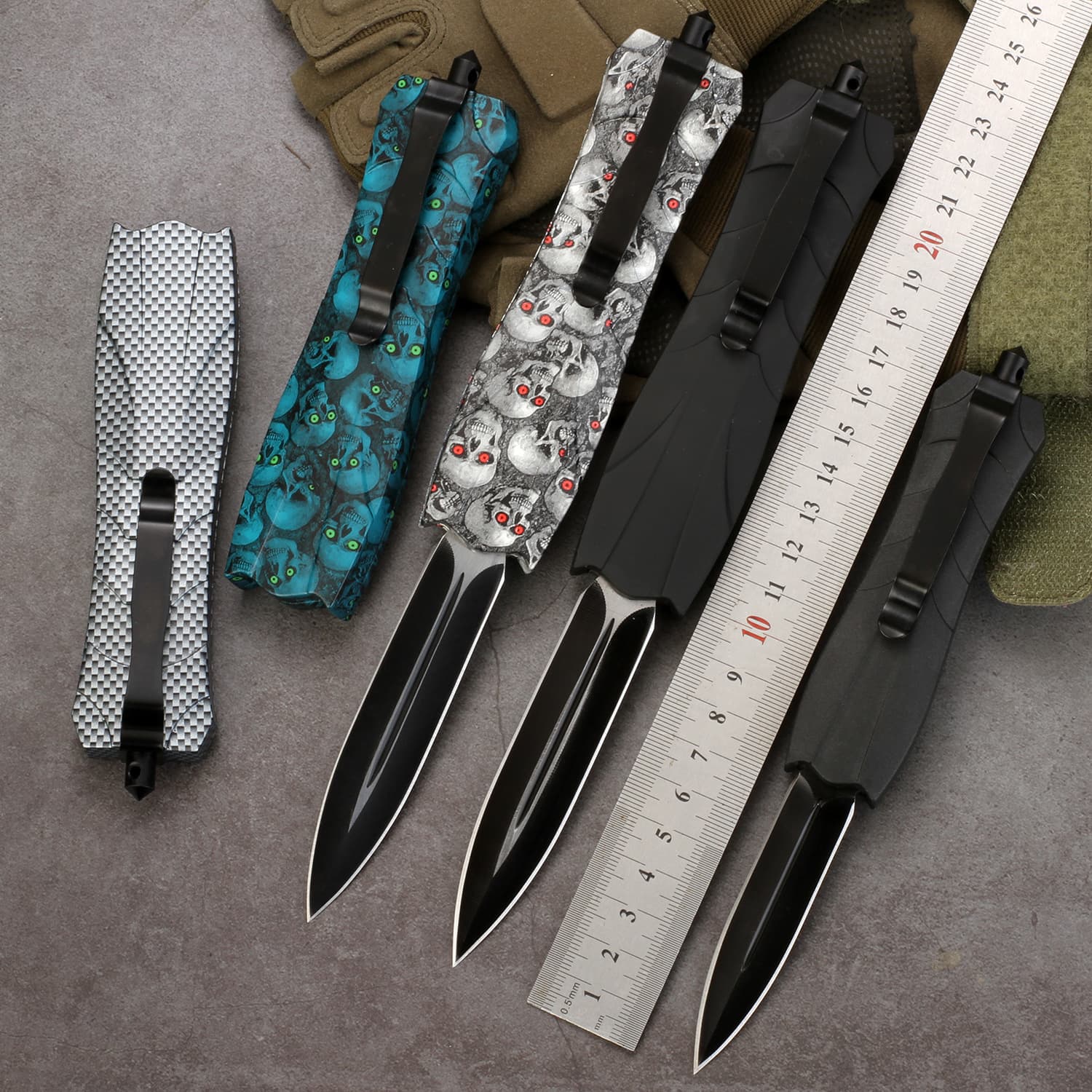 Micro-tech Black Tactical Knife High Hardness Sharp Camping Outdoor Portable Fishing Knife Black Tactical