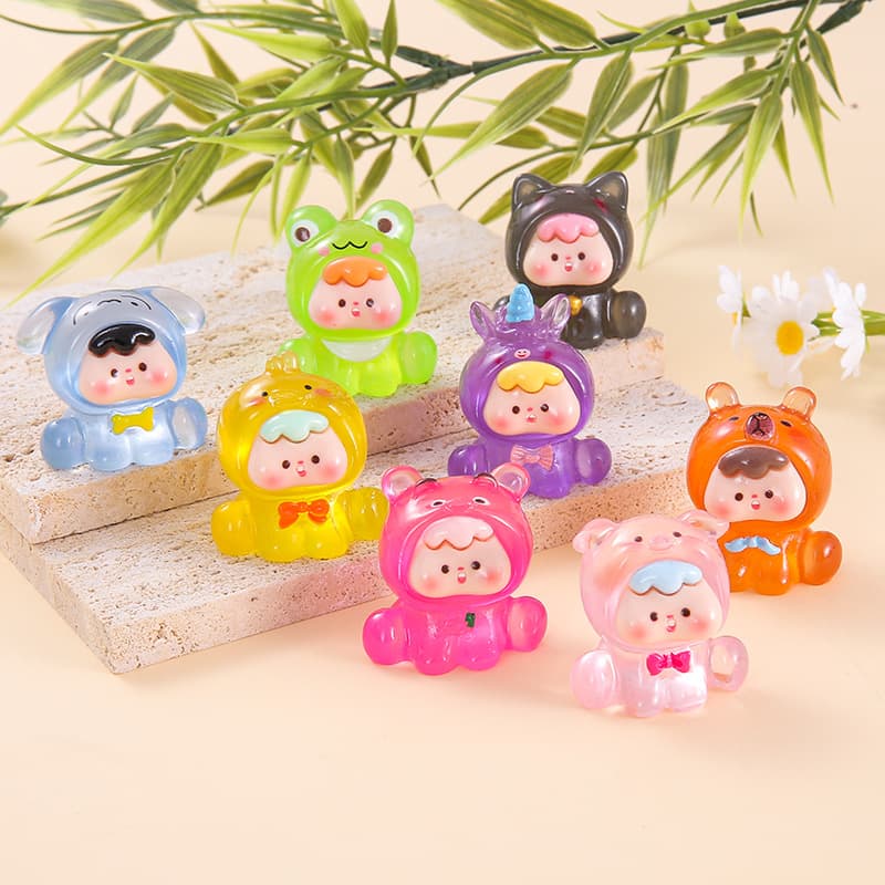 Glow-in-the-Dark Animal Figurine DIY Resin Decoration Accessories Desktop Ornament Car Decoration Cute Blind Box Handmade Ornament