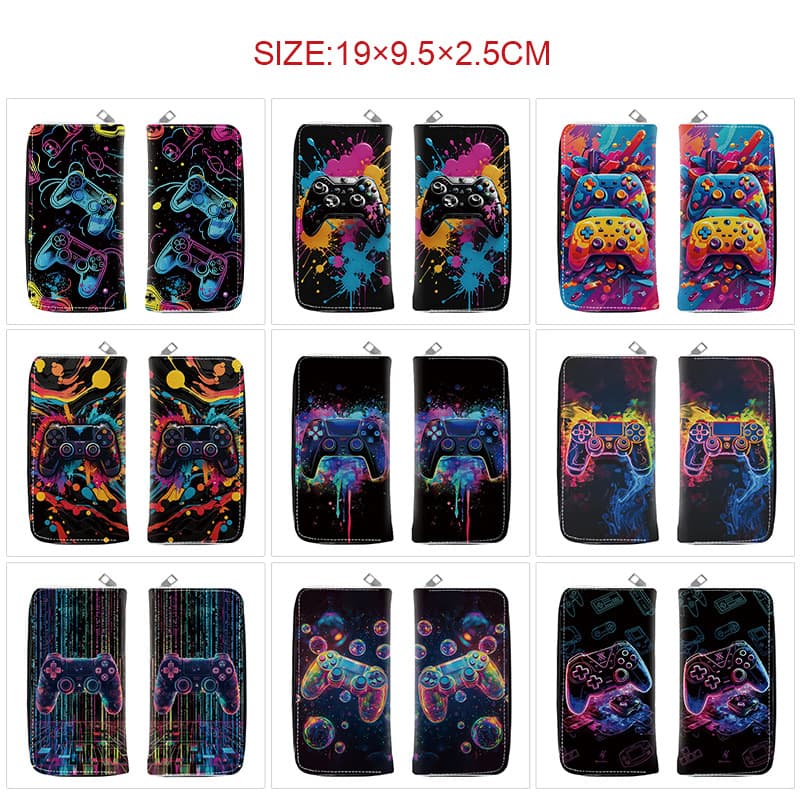 Game Controller-Themed Full-Color Zipper Wallet, Anime Long Wallet, Clutch Bag, Coin Purse, Storage Bag