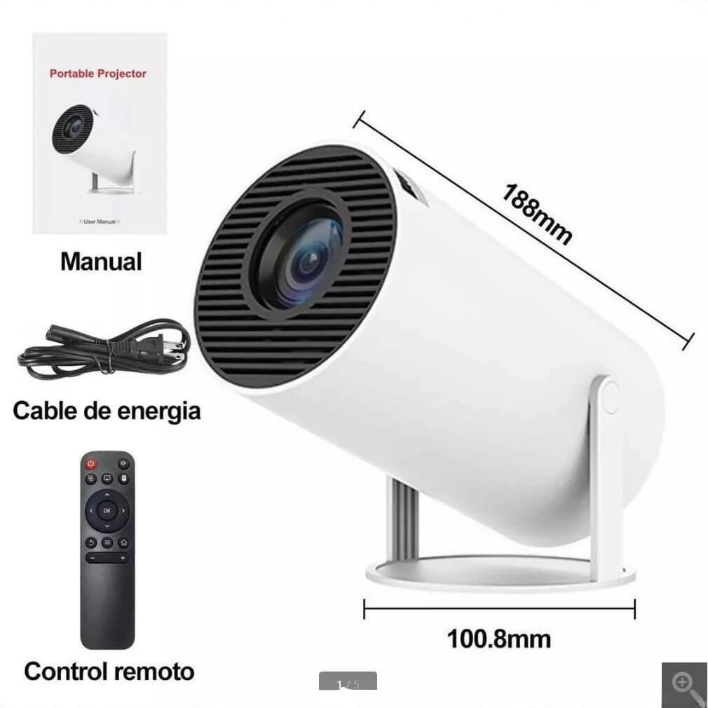 2026 Cross-border HY300 HD 4K Projector, Barrel-shaped Screen Mirroring, Home Use, Phone Connectivity, Mini Outdoor Projector