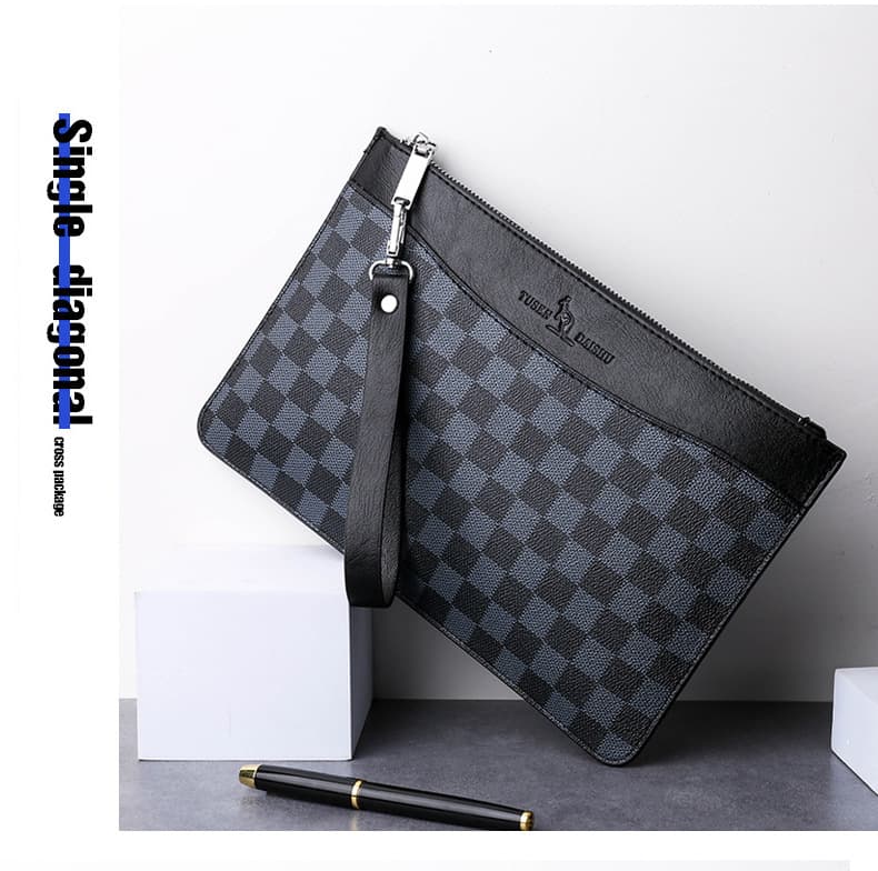 Cross-border men's plaid clutch bag large capacity envelope bag clutch bag multi-card slot men's bag clutch small bag