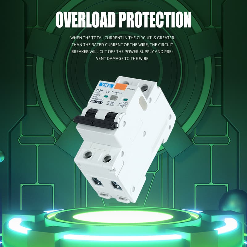CE certified 220V household 2P circuit breaker with residual current protection, AC type, 32A, 63A residual current protection.