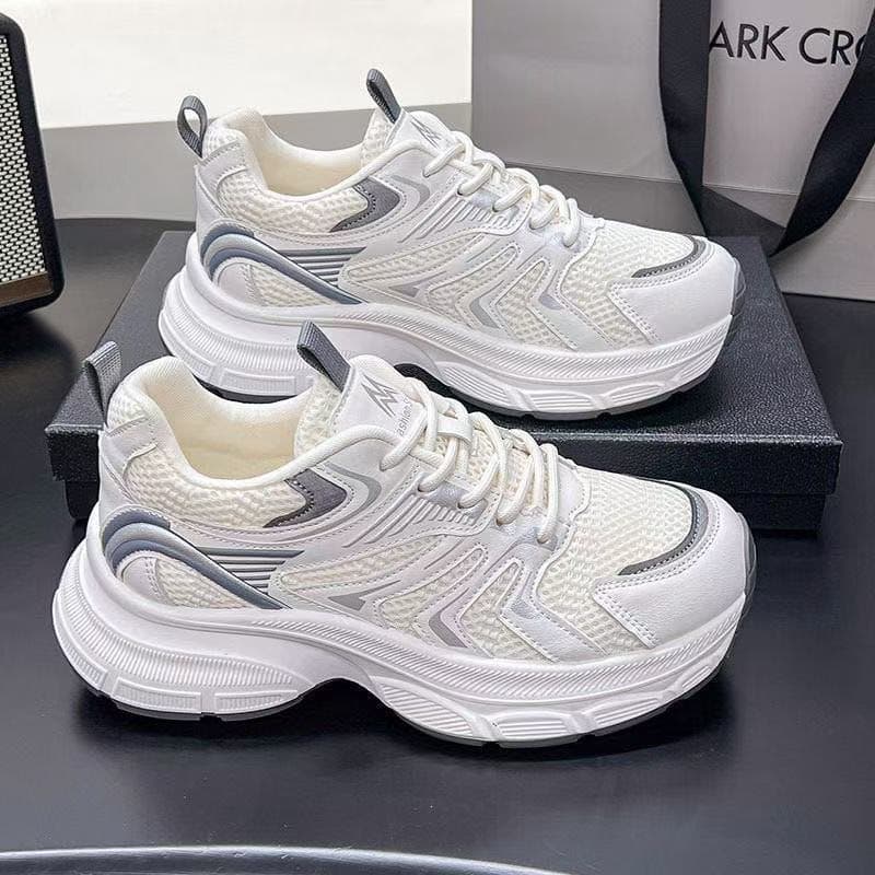 Zhao Lusi Same Style Dad Sneakers Summer Autumn New Arrival Breathable Comfortable Soft Sole Lightweight Sports Shoes Student White Shoes Trendy