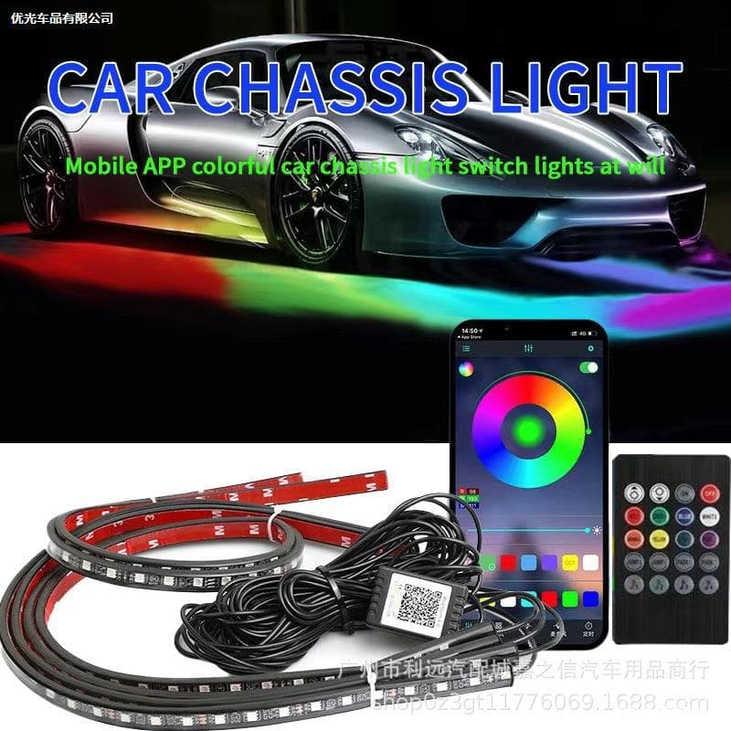 Car Chassis Decorative Lights, Colorful Sound-Activated Ambient RGB Lights, Waterproof Flashing LED Flowing Warning Lights